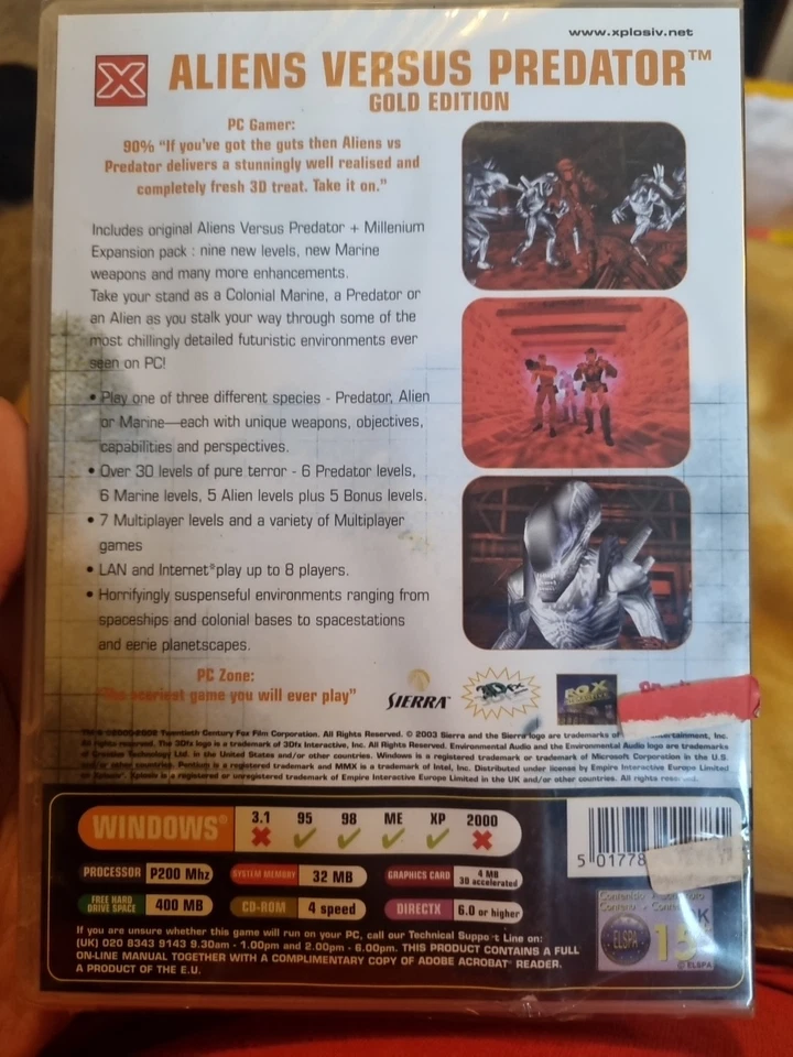 Alien vs Predator Gold Edition XPLOSIV  PC Classic FPS Sci Fi Game New & Sealed - Image 2 of 2