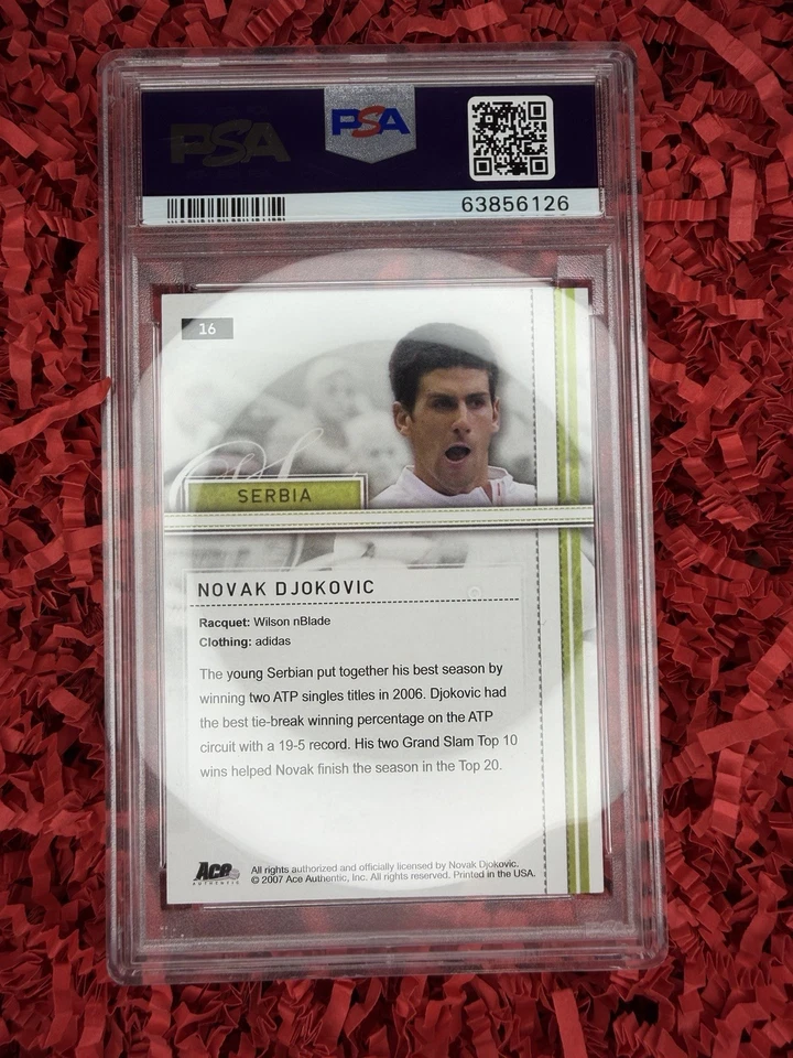 Novak Djokovic ROOKIE PSA 10 - 2007 Ace Authentic Straight Sets - Image 2 of 4