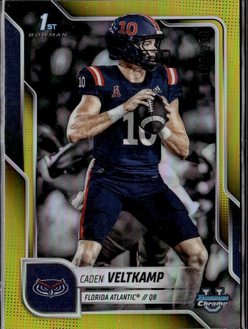 2025 Bowman University Chrome Caden Veltkamp Yellow /350