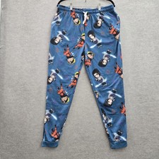 Naruto Men Sleepwear L Blue Pajama Jogger Graphic Print Anime Characters