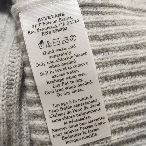 Everlane Sweater Womens XXL Grey Ribbed High Collar Wool Cashmere Blend Pullover - Picture 12 of 14