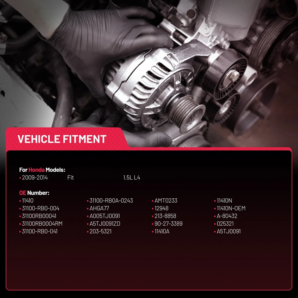 Alternador para Honda Fit 2009 2010 2011 2012 y 2013 1,5 L 5 ranuras 95A AHGA77 Foto 2 de 4