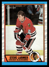 1989-90 Topps Steve Larmer #179 Chicago Blackhawks NHL Hockey Base Set 