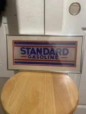 STANDARD GASOLINE SIGN FRAMED AND DOUBLE MATTED UNDER GLASS VERY NICE!