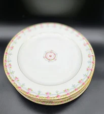 Antique Set/5 M Radon P.L Limoges Pink Rose Dinner Plate 9" France