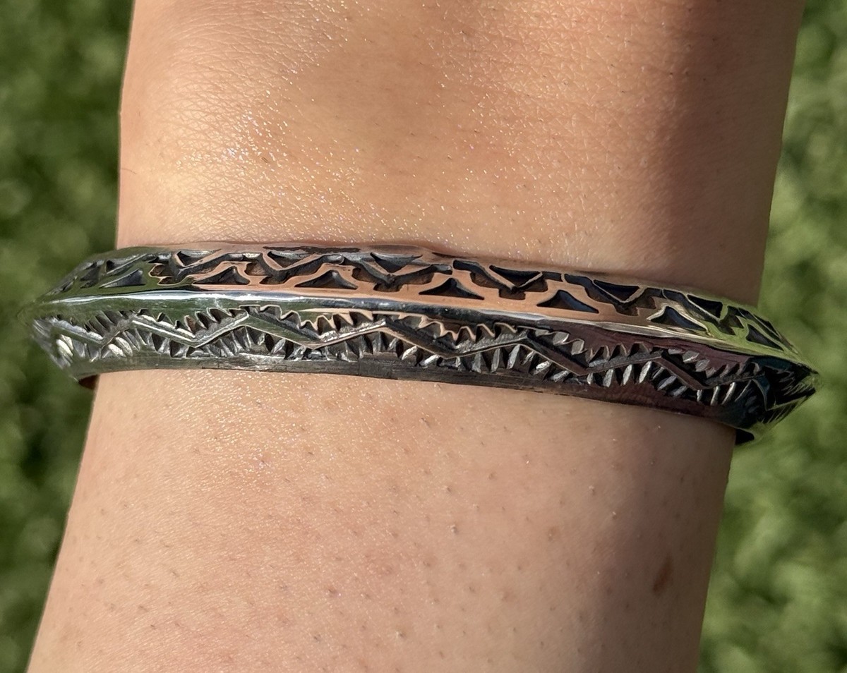 Sunshine Reeves Sterling Silver Stacker Cuff Bracelet Navajo Gift