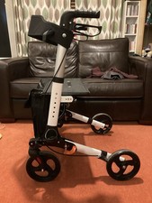 HOMCOM 4 Wheel Rollator Walker, Adjustable Mobility Walker, White