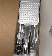 Handheld Polished Chrome Square Shower Head With Push Button 