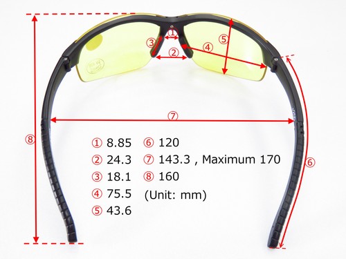 Sunglasses TR90 Frame, Yellow 2.0 mm pc Bifocal lens+Anti-fog Magnification+2.0 - Picture 6 of 7