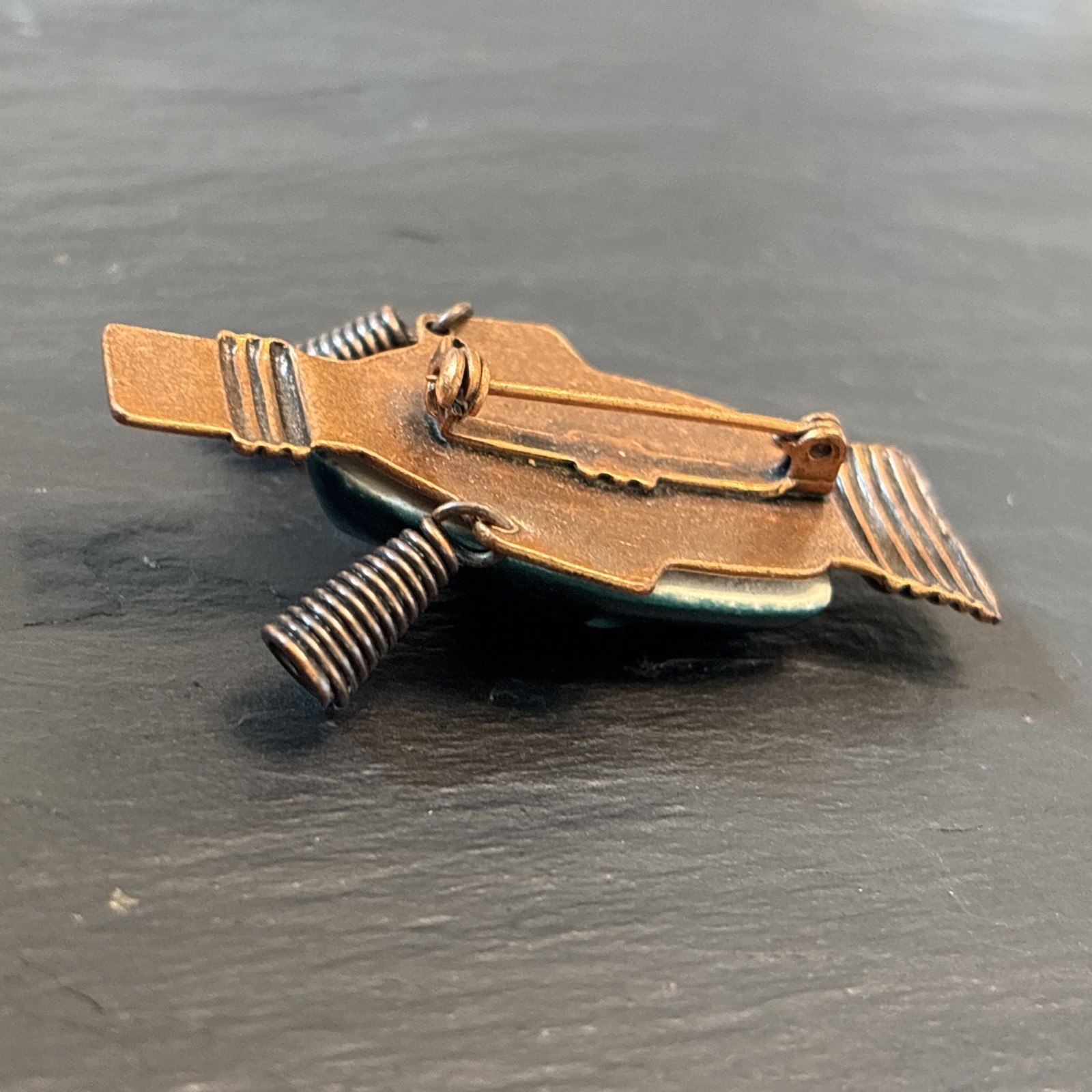 Vintage Unique Solid Copper Midcentury Brooch Tri… - image 7