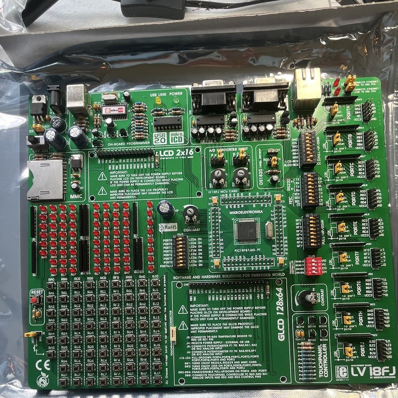MikroElektronika LV18FJ PIC Development Board USB 2.0 Ethernet RS232 GLCD