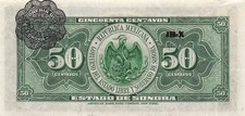Mexique / Sonora 50 Centavos 1.1.1915 Série G Billet non circulé WPh