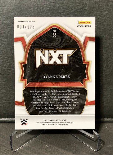 2023 Panini Select WWE Roxanne Perez Concourse White Prizm /125, No. 85 NXT - Picture 2 of 2