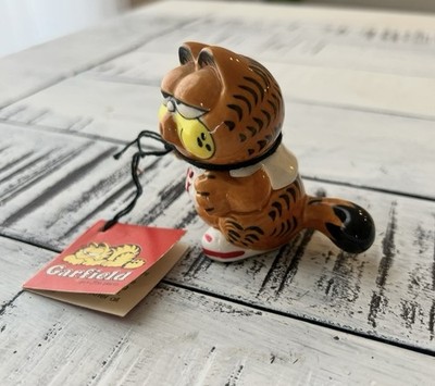 Vintage Enesco Garfield Whistling Ceramic Figurine with Tag! Jim
