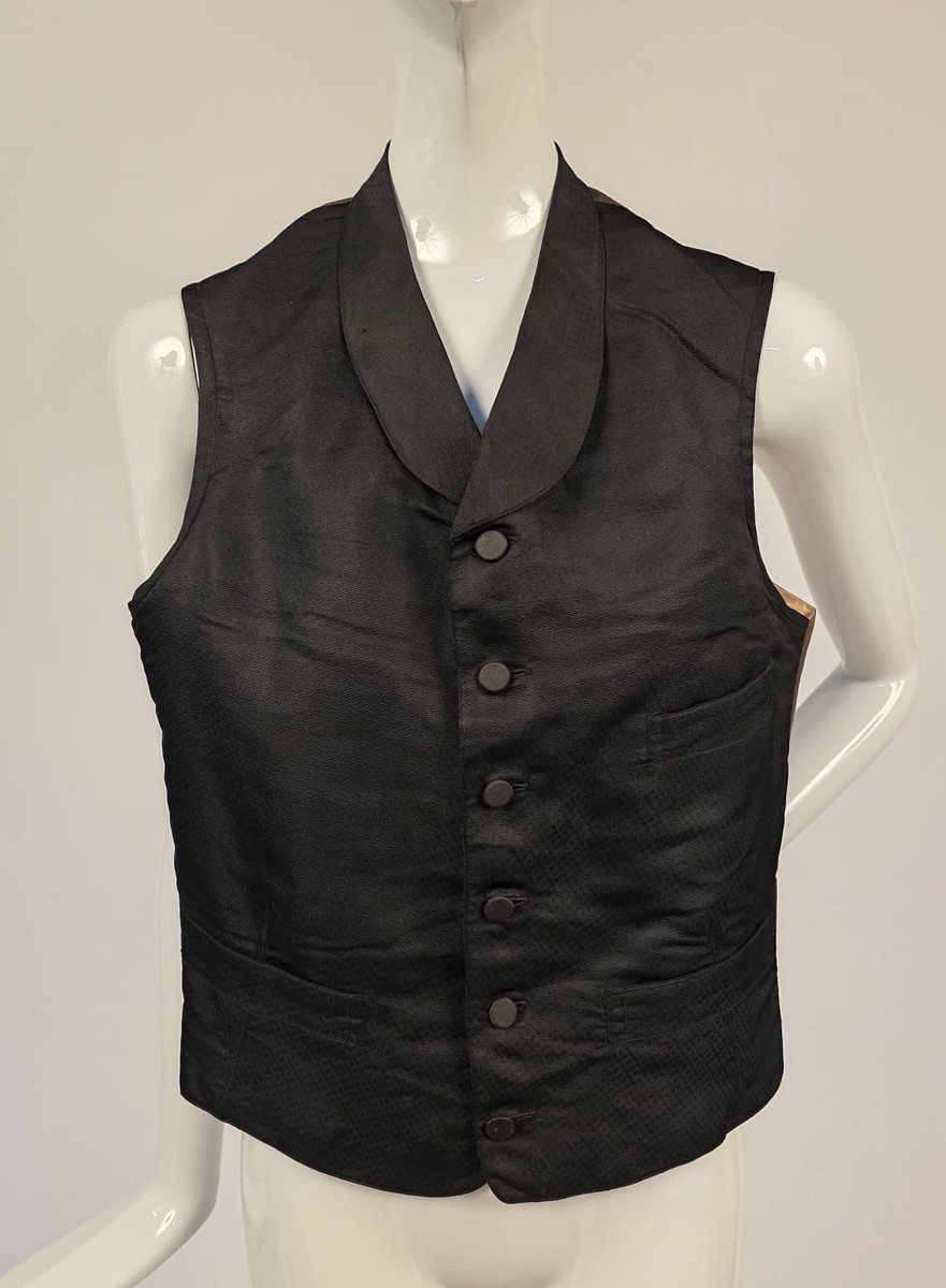 ANTIQUE 1840'S MEN'S BLACK SILK WAISTCOAT VEST W 6 BUTTON FRONT | eBay