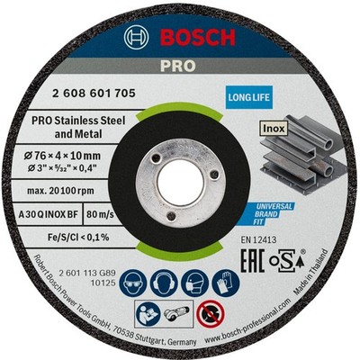 Bosch Schruppscheibe Expert for Inox A 30 Q BF 76 x 4 x 10mm 2er-Pack 2608601705