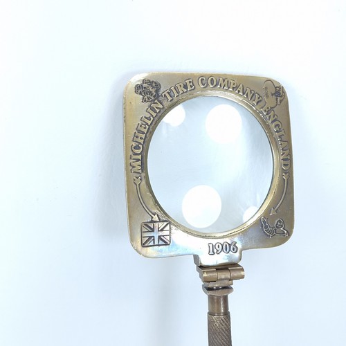 Lupa plegable de latón pesado de escritorio Michelin estilo antiguo vintage de 8 pulgadas - Imagen 3 de 16