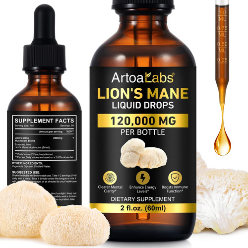 Boost Brain Power, Brain Fog, Memory - Lion’s Mane Liquid – 120,000mg - Picture 2 of 15