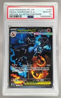 140959961 Mega Charizard X ex 2025 Pokemon Phantasmal Flames #125 SIR PSA 10