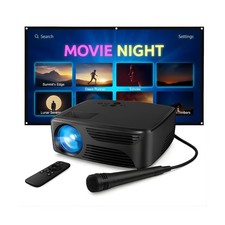 Mini Bluetooth Projector with Screen, Karaoke Microphone  Remote Control  P...