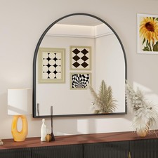 31"x32" Arch Bathroom Wall Mirror, Black