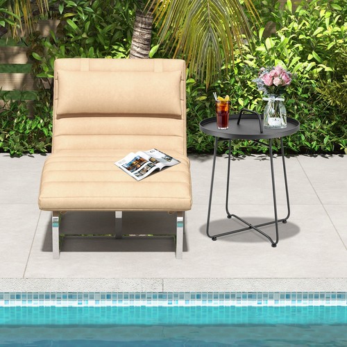 Outdoor Metal Patio End Side Table Weather Resistant for Garden Balcony Yard - Picture 5 of 10