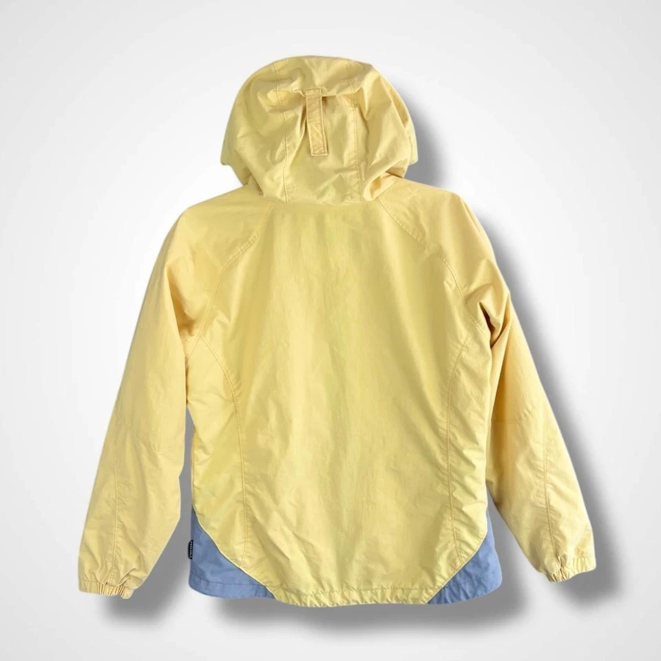 Chaqueta de lluvia Columbia para mujer mediana amarilla gris empaquetable con capucha impermeable Foto 3 de 4