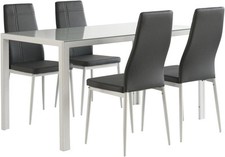 CRIBEL SET BENNY GRIGIO/BIANCO TAVOLO CON 4 SEDIE IN VETRO 135X80X76 DESIGN MODE