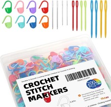 200PCS Crochet Stitch Markers with 12 Needles by Flickzo   Locking Stitch Mark