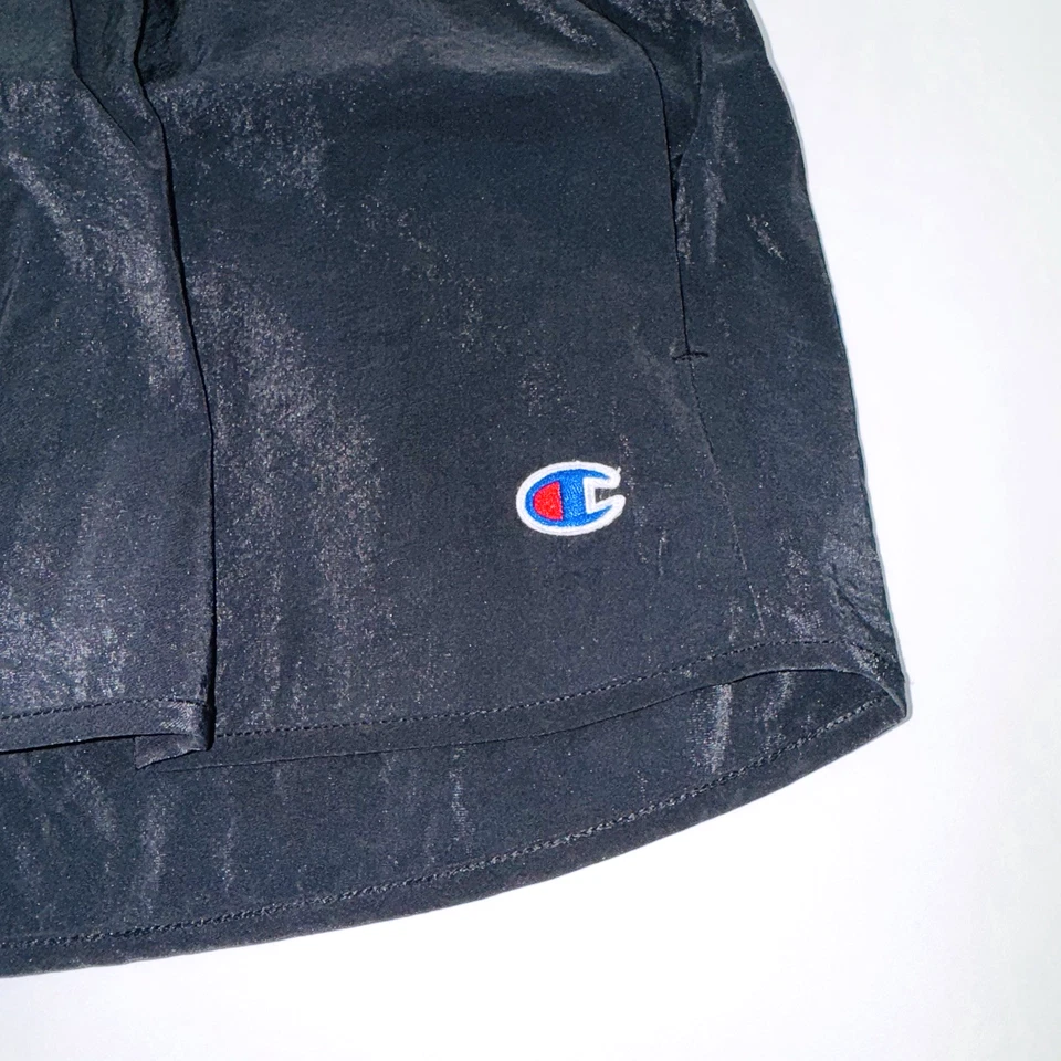 Pantalones Cortos Para Mujer Champion Tejidos Parche C Logo Cintura Alta 2.5 Entrepierna Negros Talla M Foto 4 de 4