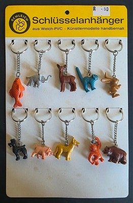10 Piece Vintage Keychain Set Complete by Schleich 60-70s in Original Box