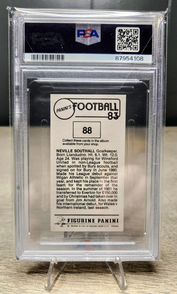 1982-83 Panini Football UK 83 #88 Neville Southall cartão adesivo novato PSA 3 RC - Imagem 2 de 2