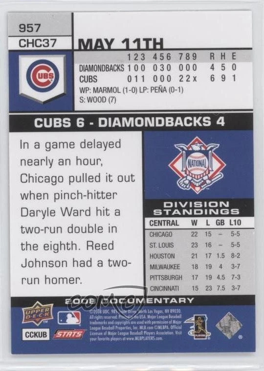 2008 Upper Deck Documentary Gold Aramis Ramirez #957 - Image 2 of 2