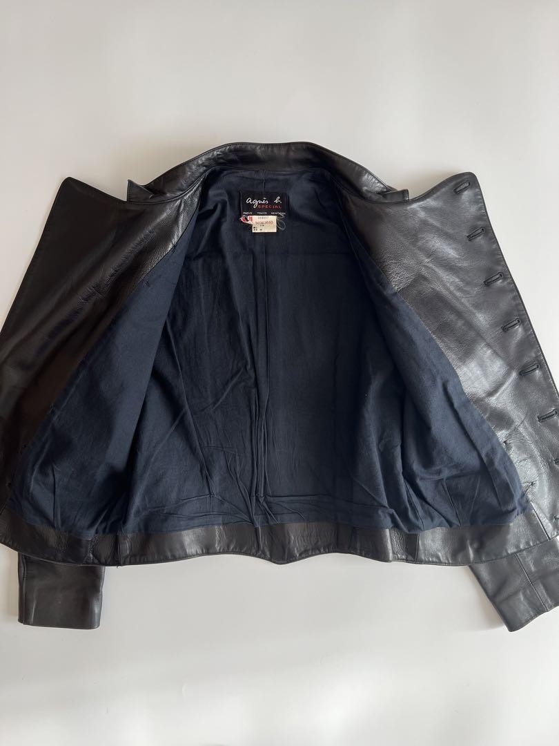 1980s Agnes B Black Leather Jacket Made in France Vintage