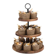 3 Tier Cupcake Stand, Wood Tiered Serving Tray Cupcake Tower, Serving Stand D...