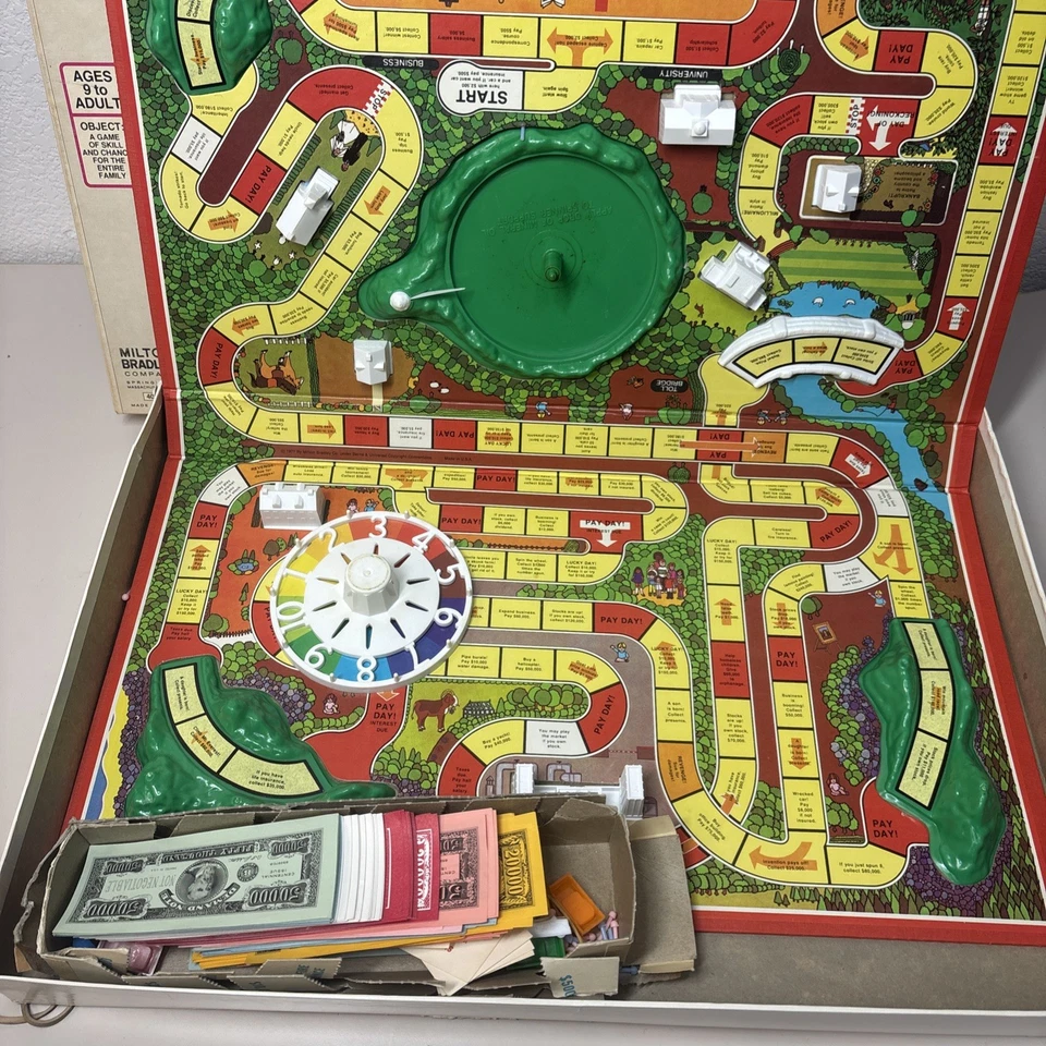 VINTAGE THE GAME OF LIFE 1977 EDITION MILTON BRADLEY COMPLETE FAMILY FUN SKILL - Image 2 of 4