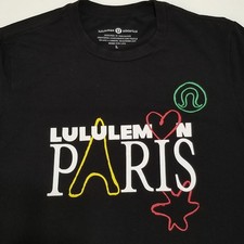 Lululemon Paris France Shirt Womens Large Eiffel Tower Black