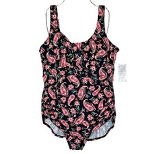 Lands' End Women's Paisley Floral One Piece Swimsuit 20W Plus Size NWT Underwire