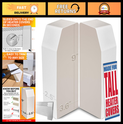 2 Pack Tall End Caps for Oversized Baseboard Heaters - 9'' Plastic Left & Right C