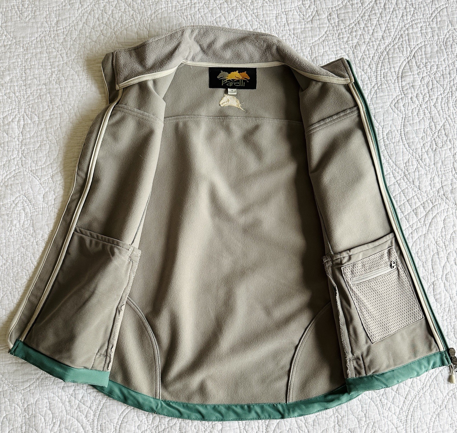 Parelli Equestrian Riding Vest Jacket Womens M Teal Green Full Zip Fleece Pocket