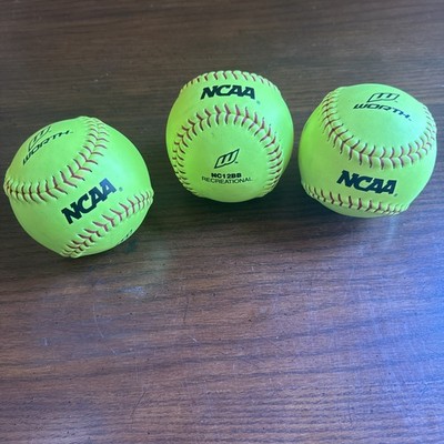 NEW 3-PACK Worth Official League Softball YELLOW 375 COMP .44 COR YWCS11