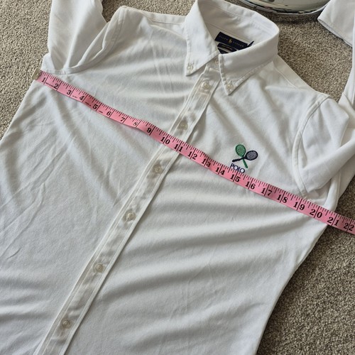 Womens Polo Ralph Lauren Wimbledon Knit Oxford Polo Shirt Large Tennis - Picture 11 of 12