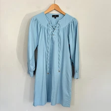 Pomander Place Robbie Dress Women Size Small Light Blue Tie Neck Long Sleeve