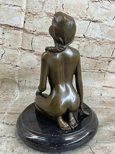Art Noveau Deco Bronce Niña Desnuda Mujer Relajante Dama Estatuilla Escultura Obras de Arte - Imagen 3 de 10