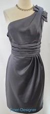 Davids Bridal Satin One Shoulder Dress Ruching knee gown bridesmaid 84333 SZ 12