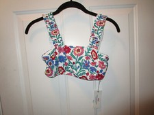 VINEYARD VINES TISBURY FLORAL GIRLS SMOCKED RUFFLE BIKINI TOP SIZE XL 16  NEW