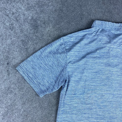 Swannies Polo Shirt Mens Medium Blue Striped Golf Performance Casual Stretch - Picture 11 of 14