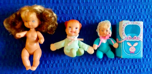Vtg Teeny Tiny Tippy Tumbles Surprise Doll Shoebox Baby Beans Heart Family VG-NM