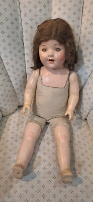 Antique Vintage Composition Girl Doll Blinking Eyes Crier Voice - Main Image