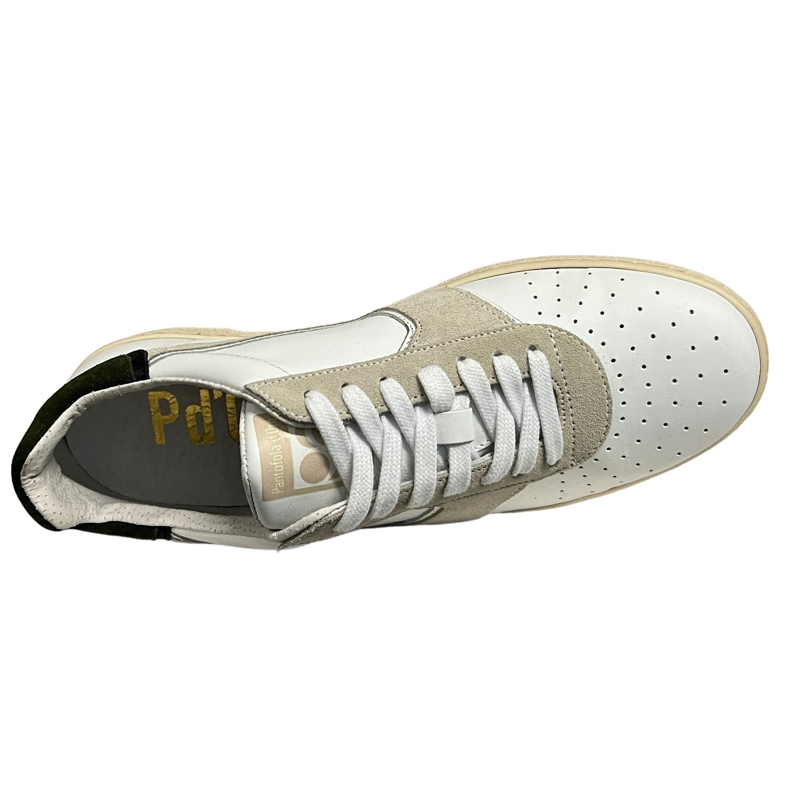 PANTOFOLA D’ORO scarpa uomo pelle bianco verde MODENA CYL2SU MADE IN ITALY